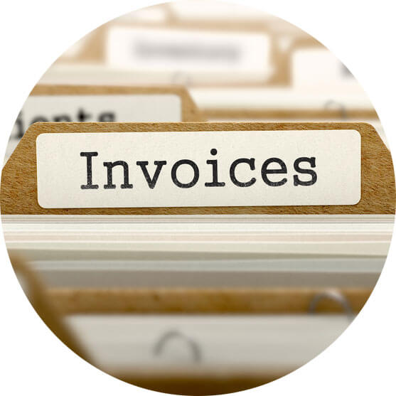A file folder displaying the label 'invoices'